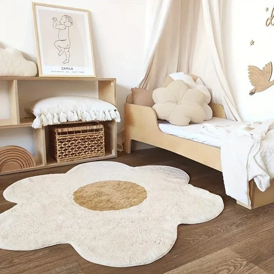 Soft Fluffy Irregular Flower Rug