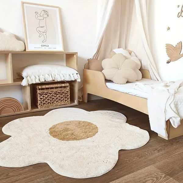 Soft Fluffy Irregular Flower Rug