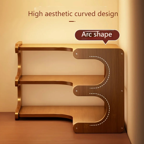 Natural Corner Bamboo Shelf Organizer